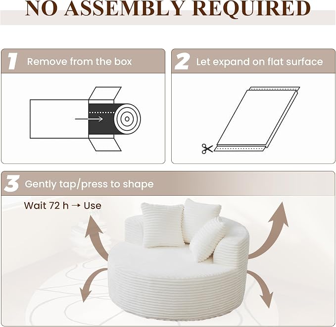 Oversized Round Chair Lounge Chaise Indoor, Upholstered Corduroy Sofa Bed - Image 8