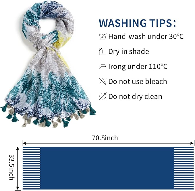 Scarf for Women Lightweight Soft Floral Leopard Printed Scarves Fall Winter Fashion Shawl Wrap with Fringe