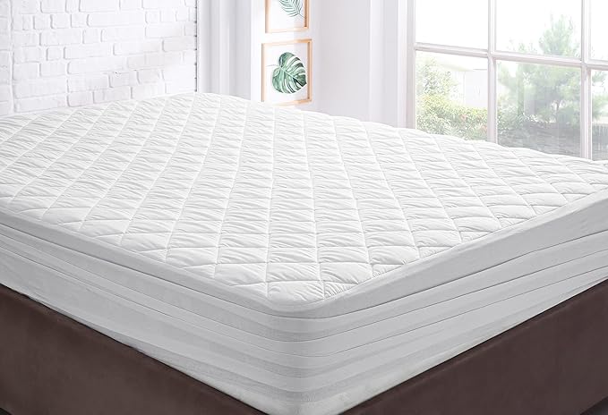 YATAS BEDDING Perle Quilted Fitted Mattress Protector, Machine Washable and Easy Care, Superior Protection and Comfort,100% Cotton Breathable top, (California King) - 71"x85" - 14" Deep Pocket