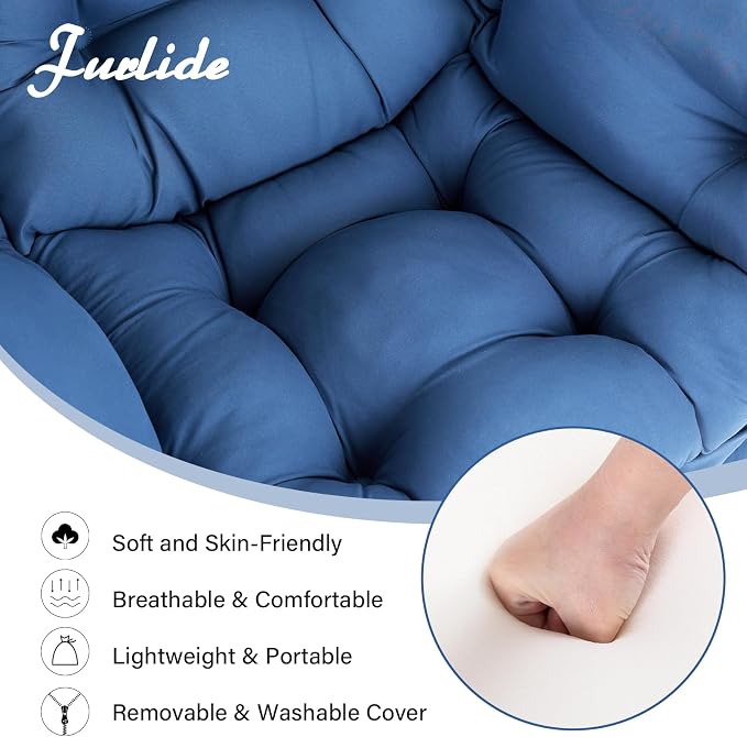 Furlide Lazy Chair with Ottoman, Modern Lounge Chair with Lumbar Pillow - Image 6