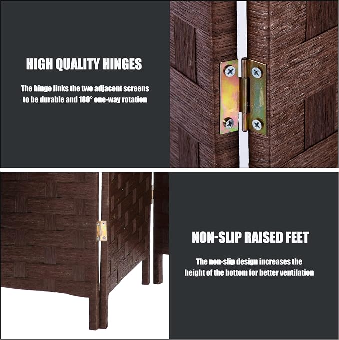 Room Divider, 4 Panels 6FT Folding Privacy Screen Room Divider | Wall Wood Mesh - Image 4