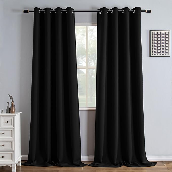IGEMAEVE Blackout Curtains for Bedroom Grommet Black 52" W x 108" L | Bedroom | - Image 6