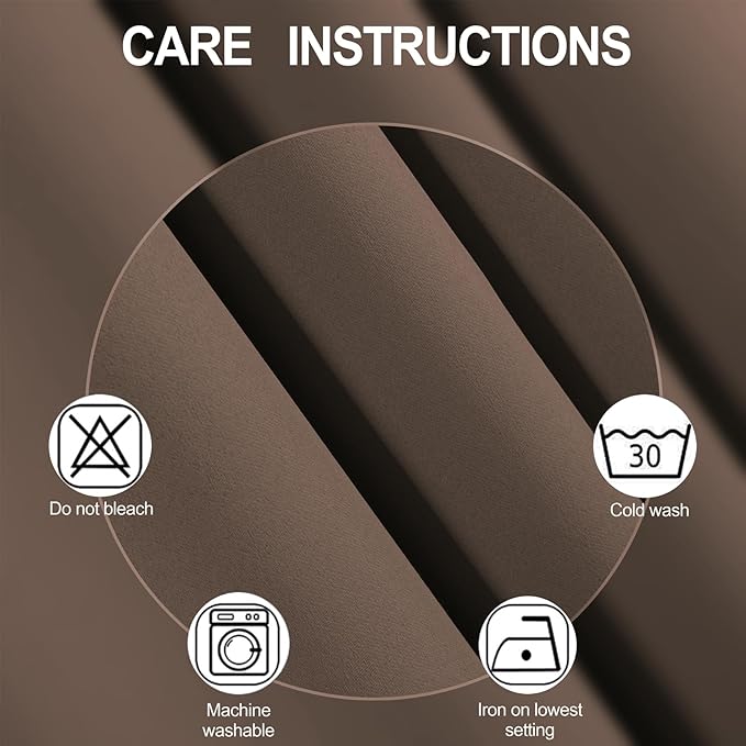 Blackout Curtains 52 x 120 Inch Long Chocolate Curtains Set of 2 Panels Room - Image 4