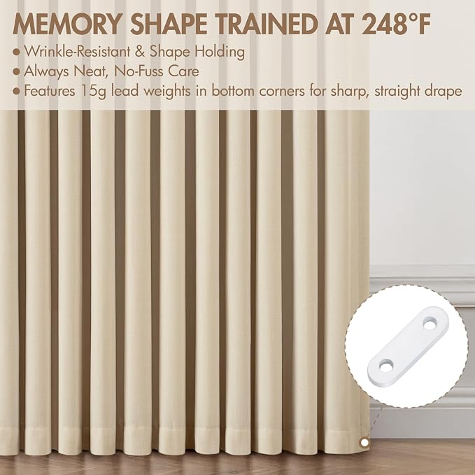 MIULEE Pinch Pleated 100% Blackout Curtains 40"x96" Long Sand 4 Panels Set | - Image 5