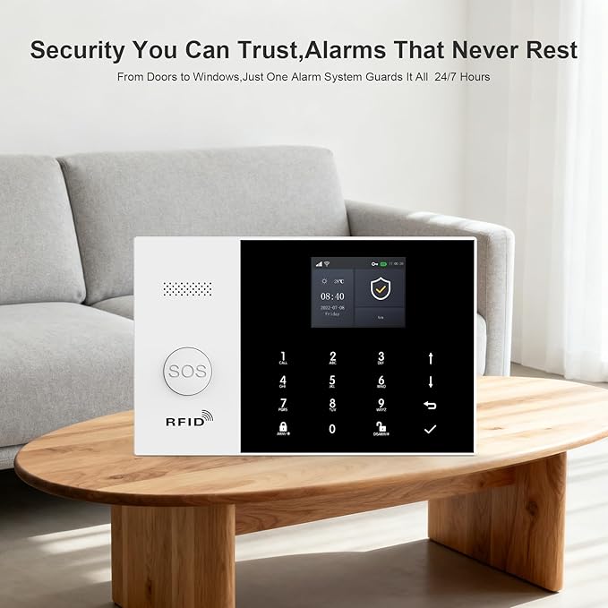 PGST WiFi Alarm System for Home Security,24 PCS Wireless Home Security System with DIY Expandable Door Alarm Sensor,Motion Detector,SOS Button,APP Instant Alerts for Villa,Apartment,No Monthly Fee