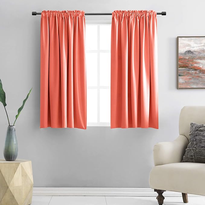 Coral Blackout Curtain Panels by DONREN