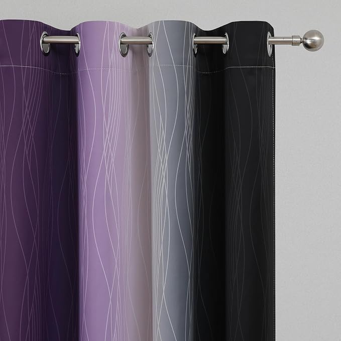 Black and Purple Ombre Blackout Curtains 84 Inch Long | Room Darkening Curtains - Image 4