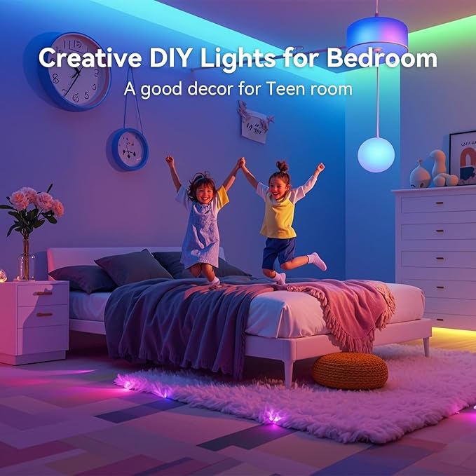 CHARKEE LED Strip Lights 130ft (2 Rolls of 65.6ft) Ultra Long RGB Color Changing LED Light Strips Kit with 44Keys Remote for Bedroom, Kitchen, Home Decor, Room, Dorm Room, DIY Mode