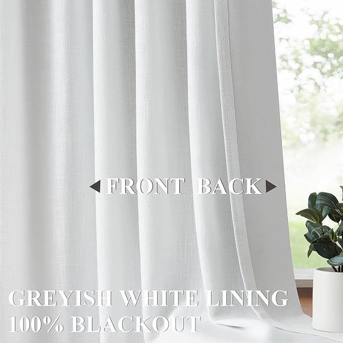 Vision Home White Pinch Pleated Full Blackout Curtains 60 inch Wide Thermal - Image 3