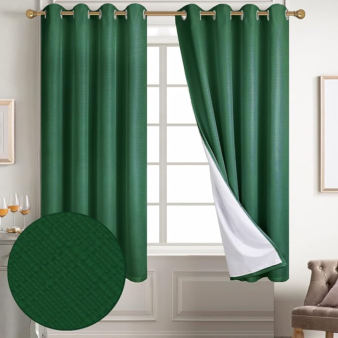Diraysid 100% Blackout Curtains Dark Green Linen Curtains by Diraysid%2C+refresh+your+life