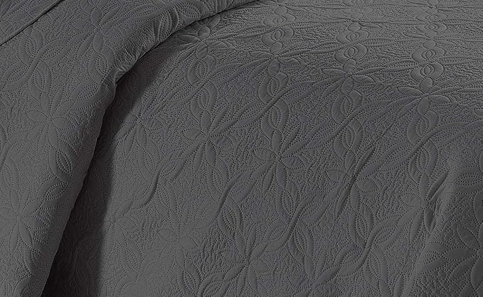 Fancy Linen 3pc Embossed Coverlet Bedspread Set Oversized Bed Cover Solid - Image 2