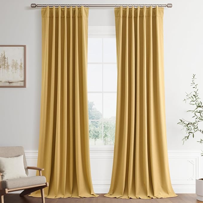 Joywell 100% Blackout Linen Curtains 96 Inch Long by Joywell