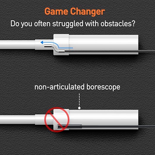 DXZtoz 10FT Articulating Borescope, Inspection Camera with 0.33in Two-Way Steering Snake Camera, Waterproof 1080P Endoscope with Light for Mechanics Electriction Wall Pipe Inspection