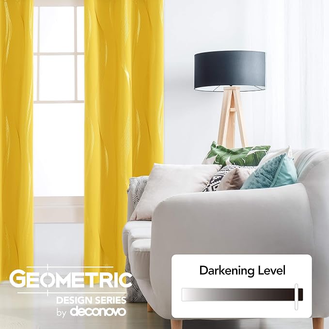 Deconovo Curtains for Living Room, Pattern Blackout Curtains 45 Inches Long | - Image 3