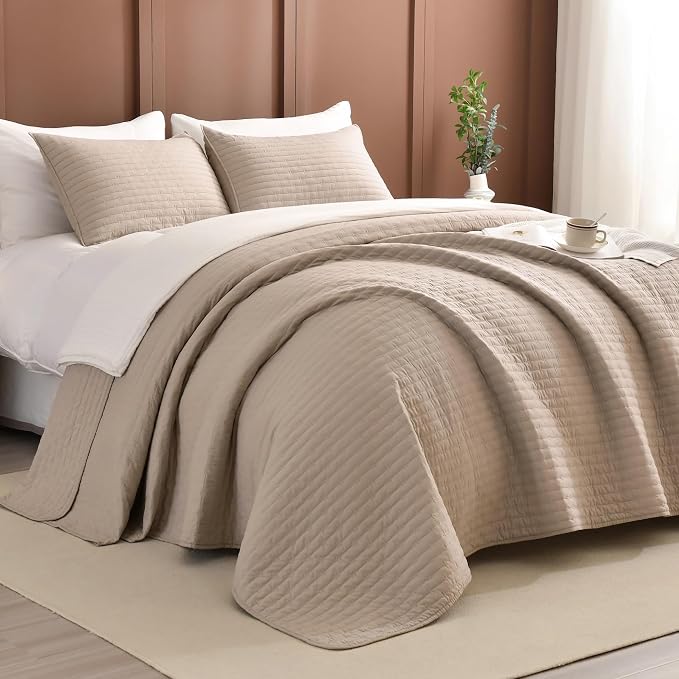 Lady Ann Queen Quilt Set, Linen Feel Queen Bedspreads 102x118 by LadyAnn