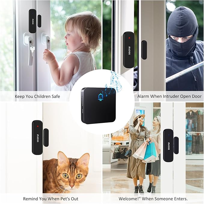 Wireless Door Chimes When Door Open Entry for Business/Home/Office/Store (500ft Range 32 Chimes Adjustable Volume) Door Ringer Alert Buzzer Sensor Alarm