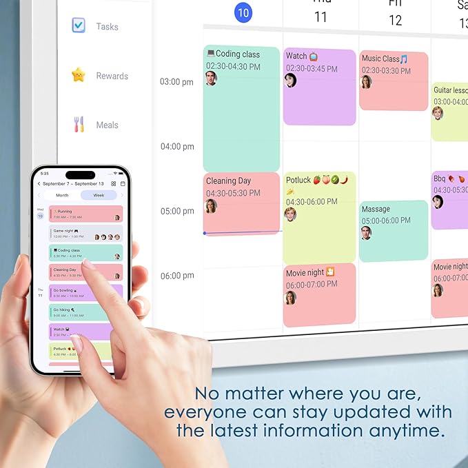 27 Inch Smart Digital Calendar Max, Wall Mountable Electronic Family Planner with Touchscreen, 1920 * 1080 IPS Display for Home & Office, Chore Chart & Event Sync White Gifts for Women