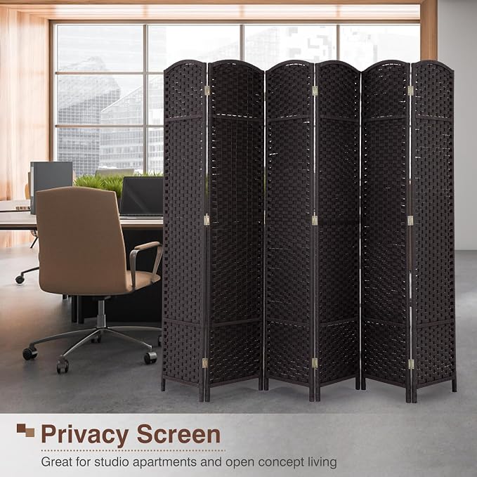 Room Divider 6 Panel 5.6 FT Tall Privacy Screen Waterproof Wood Frame Partition - Image 6