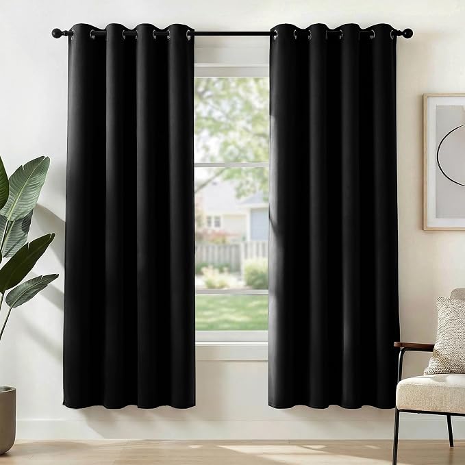 Deconovo Blackout Curtains for Bedroom and Living Room 68 Inches Long | Black by Unknown