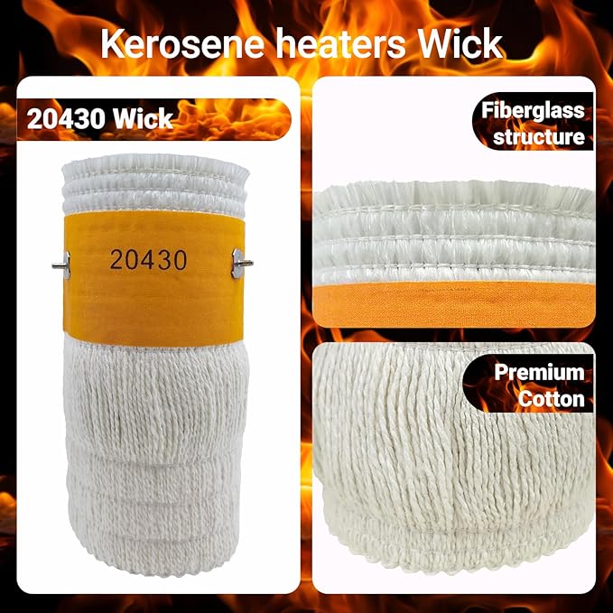 20430 Kerosene Heater Wick Replacement, 5.7" x 8" Cotton Fiberglass Blend, Compatible with Duraheat DH1051, DynaGlo WK11C8, Kero-World KW-12, American Wick AWHR-1100 & 20+ Models- 2 Pack