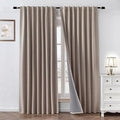 100% Blackout Curtains 90 inch Length 2 Panels Faux Linen Long Drapes by Zyvola