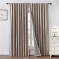 100% Blackout Curtains 96 inch Length1 Panel Faux Linen Long Drapes by Zyvola