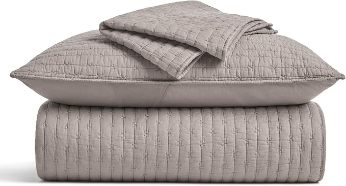 100% Cotton Cross Stitch 3-Piece Quilt Set, Taupe | 100% Cotton, Elegant Cross - Image 9