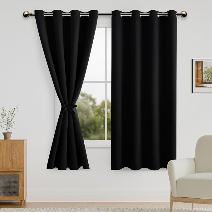 DWCN Black Blackout Curtains for Bedroom by DWCN