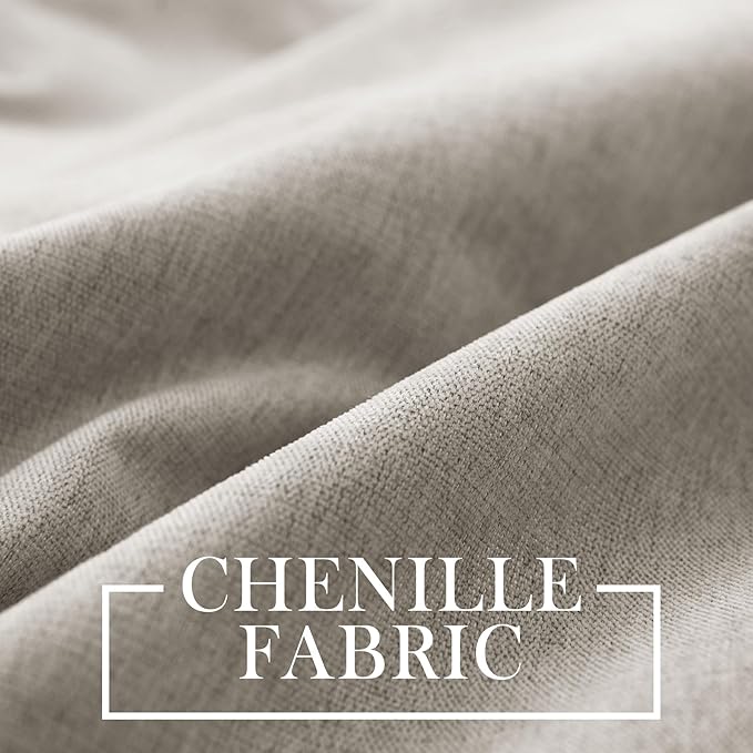Macochico Extra Wide 100% Blackout Chenille Curtains 100" Wx96 L Thermal Drapes for Sliding Door Living Room Bedroom Auditorium Hotel Beige Taupe Curtains Grommet Top with Tieback Classic 1 Panel