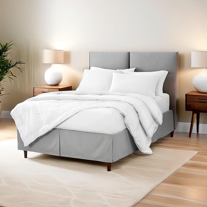 Bare Home Full Bed Skirt - 15-Inch Tailored Drop Easy Fit - Bed Skirt for Beds - Center & Corner Pleats (Full, Taupe)