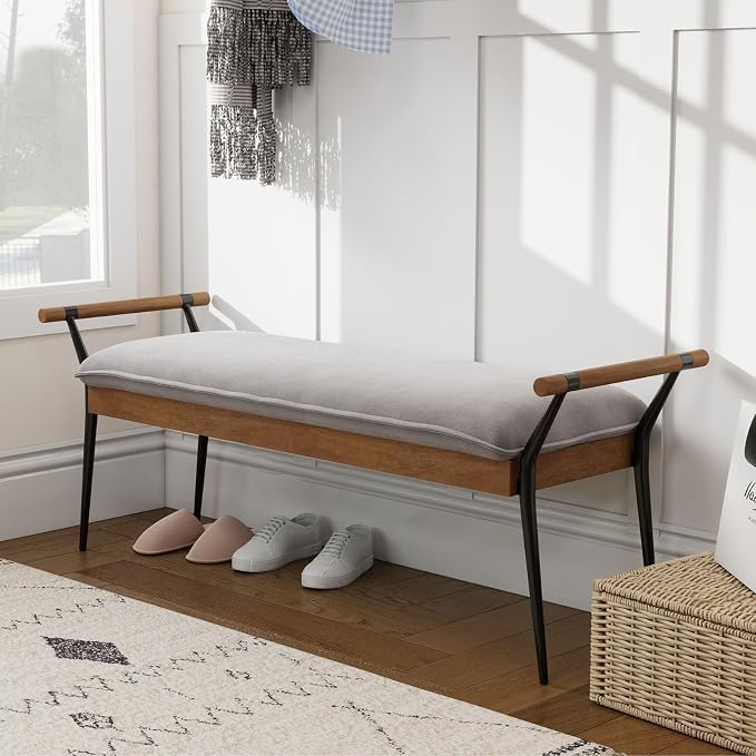 LukeAlon Modern Chenille Ottoman Bench - Image 8