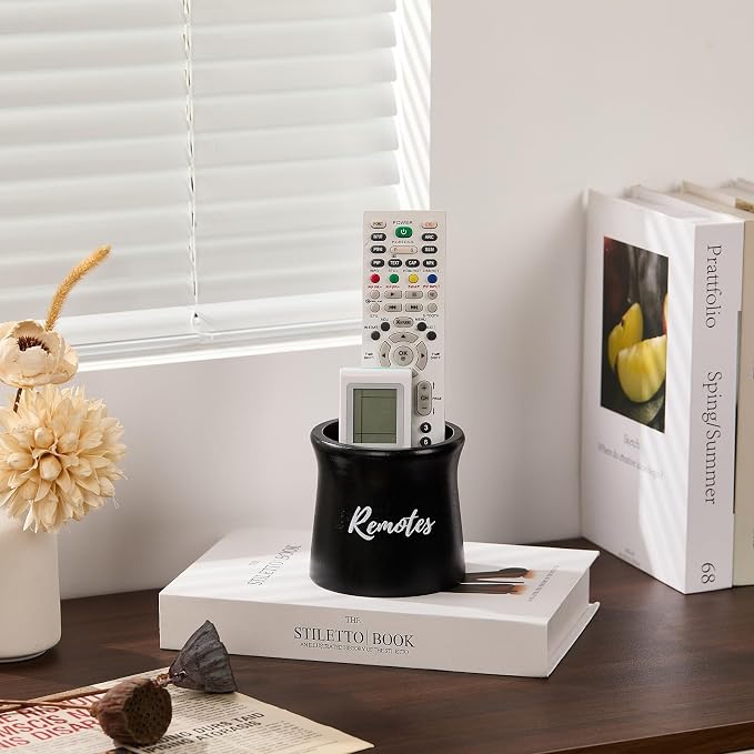 Small Black Wood Remote Control Holder, Organizer - Image 7