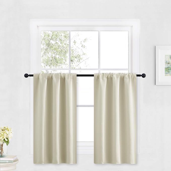 RYB HOME Cafe Curtains 30 inch Length, Short Window Curtain Tiers | Light UV by RYBHOME
