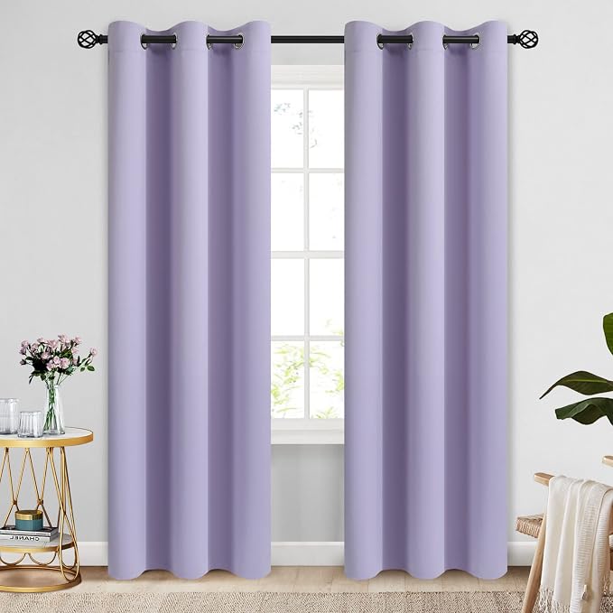 COSVIYA Grommet Room Darkening Lilac Curtains 84 inch Long by COSVIYA