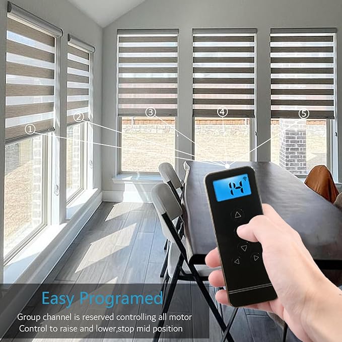 15-Channel Blind Remote Controller, Black -Replacement for Motorized Roller Shades, Window Blinds & Shades - Compatible with Rollerhouse ERB25, EY1612, EY2512 Motors