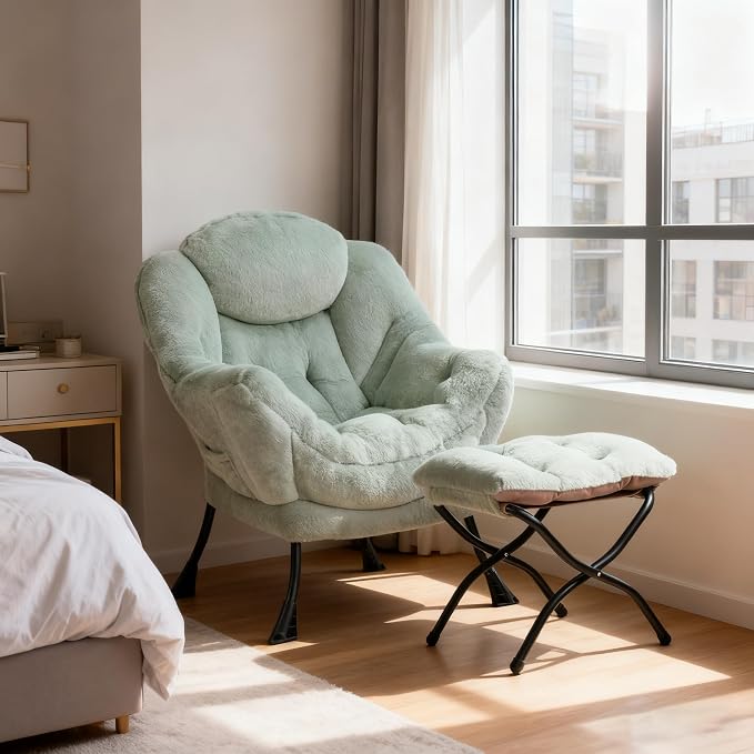 HollyHOME Lazy Chair with Foldable Ottoman, Accent Comfy Lounge Armchair and - Image 2