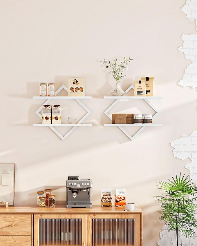 Floating Shelves, 2-Tier Hanging Shelves, Wall Shelf Set of 2, - Image 3