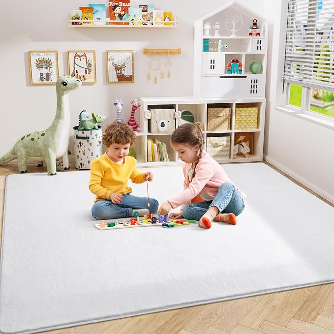 Large Area Rugs for Bedroom Living Room, 6x9 White Memory Foam Rug | Thickened - Image 4