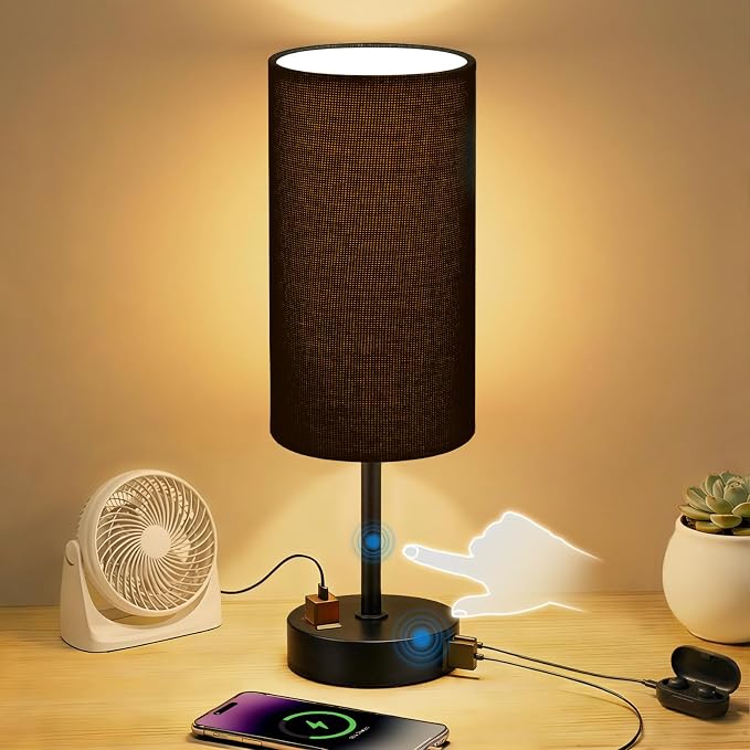 Table Lamp for Nightstand, High-Sensitivity Touch, 3-Level Dimmable Bedside Lamp by Unknown