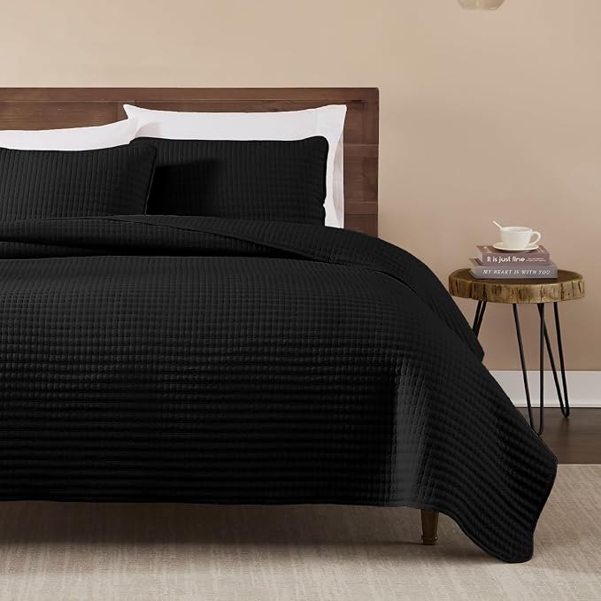 Queen Quilt-Lightweight Bedspreads Black Queen Size Quilt Bedding Set | Soft - Image 3