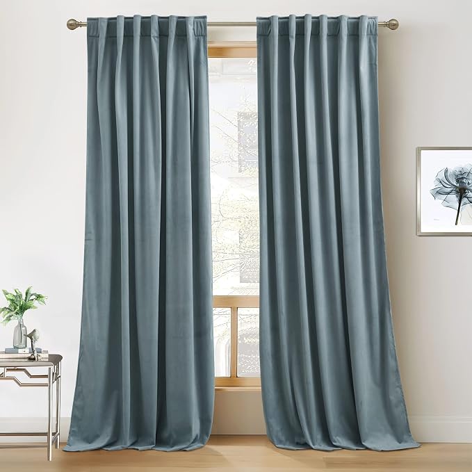 RYB HOME Velvet Curtains 102 inches Long, Extra Long High Ceiling Curtains | by RYBHOME