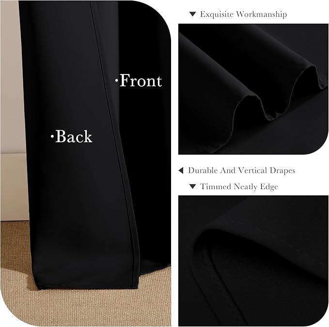 PONY DANCE Black Out Curtains 96 inch Long, 52 Inch Wide, 2 Panels, Back Tab - Image 6