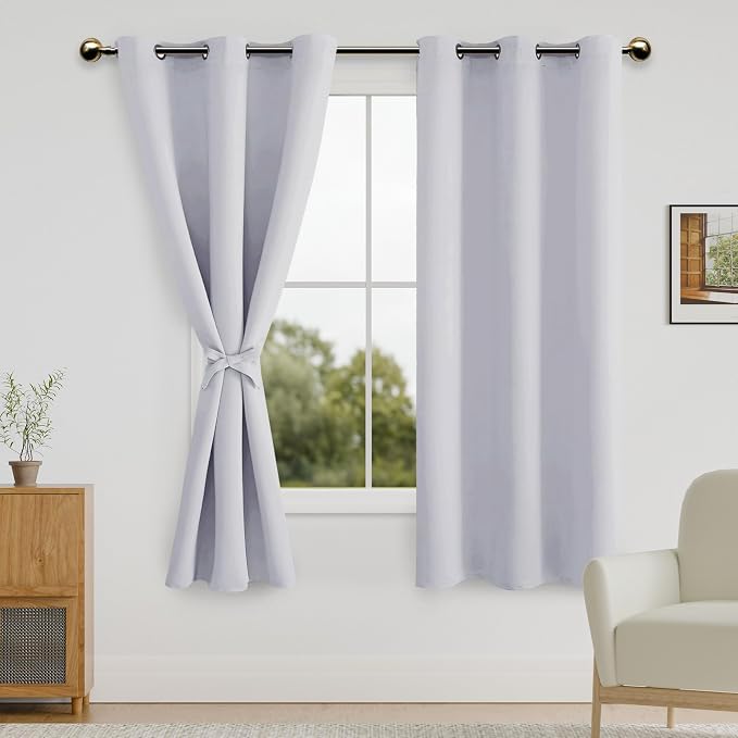 DWCN Greyish White Curtains for Bedroom, Thermal Insulated Room Darkening - Image 2
