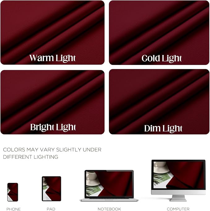 CUCRAF Burgundy Red Blackout Curtains 96 inch Length 2 Panels Set, Room - Image 4