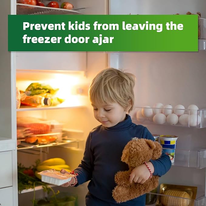 Freezer Door Alarm 1 Pack, Refrigerator Door Alarm When Left Open, Close Door Reminder, with 60/120/180/240 Seconds Delay Alert, Low/Loud 80 to 120 dB (Ivory White)