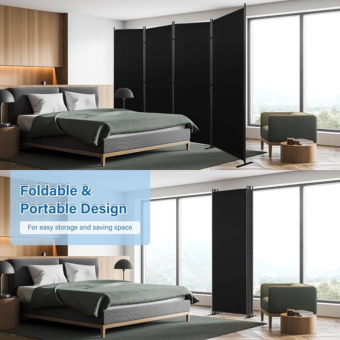 AKTOP 4 Panel Room Divider, Non-See-Through Freestanding Screen - Image 6