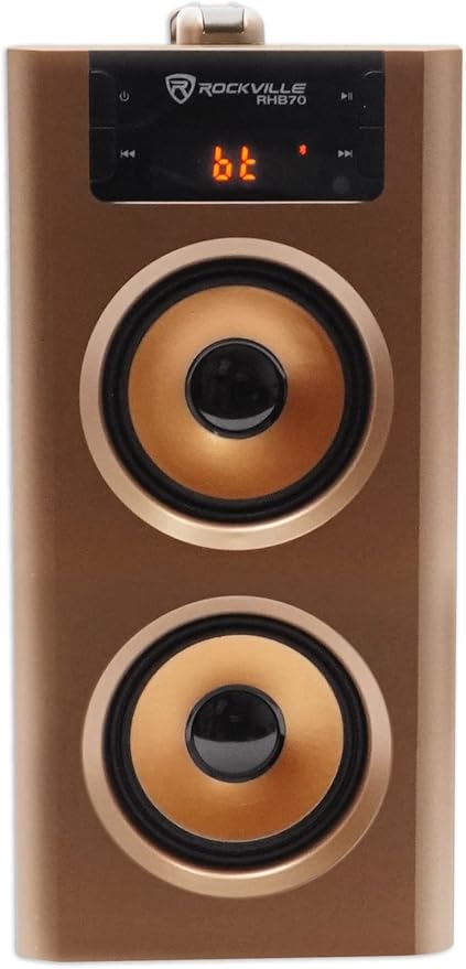 Rockville RHB70 Home Theater Compact Powered Speaker System, Bluetooth/USB/SD/FM, 4" Subwoofer, 2.1 Channel, 100W Peak, Cherry Wood Finish, for Home Entertainment
