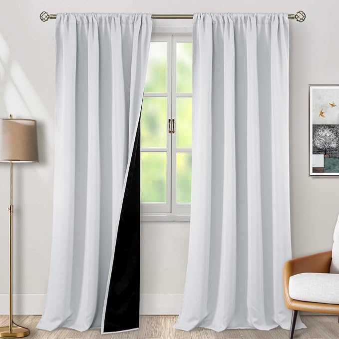 BGment Greyish White Blackout Curtains by BGment