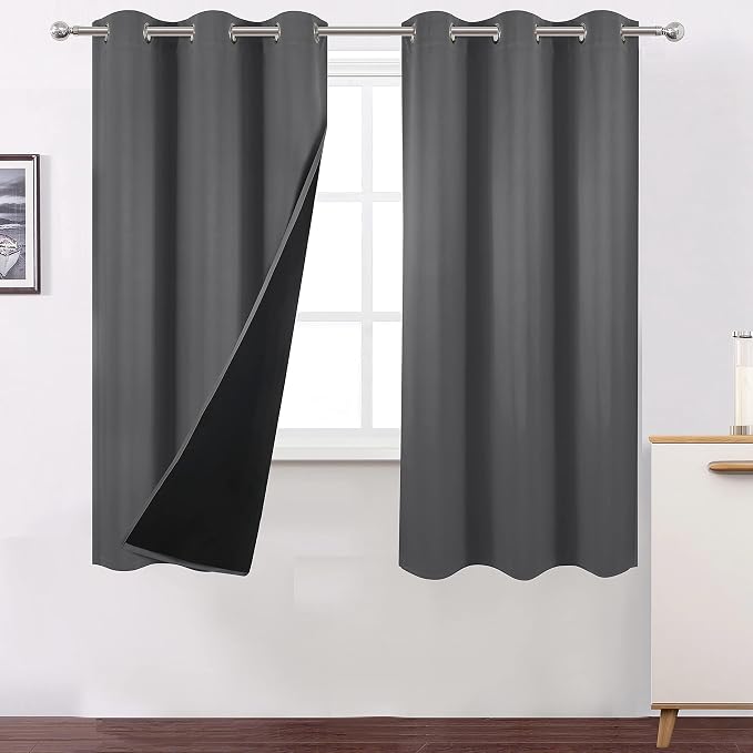 100% Blackout Curtains 40 x 63 Inch/Grey Curtains 2 Panels by Lemomo