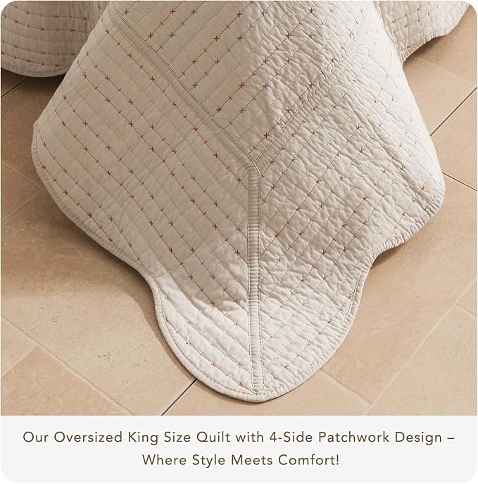Lady Ann Oversized King Bedspread 120x120, Lightweight Quilted Wheat Coverlet 3 - Image 6